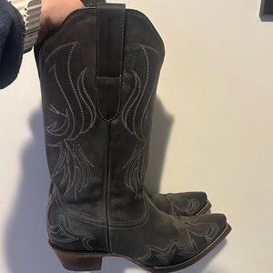 J.B. Dillon Black Leather Cowboy Boots